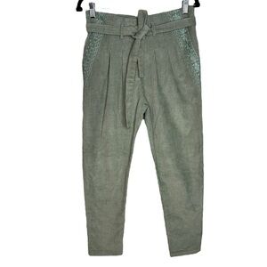 NWT Louise Misha Embroidered Corduroy High Rise Crop Pant Size XS